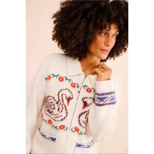 OBEY  for Anthropologie Swans Wool Blend Zip Sweater. Size XS. Retails $128